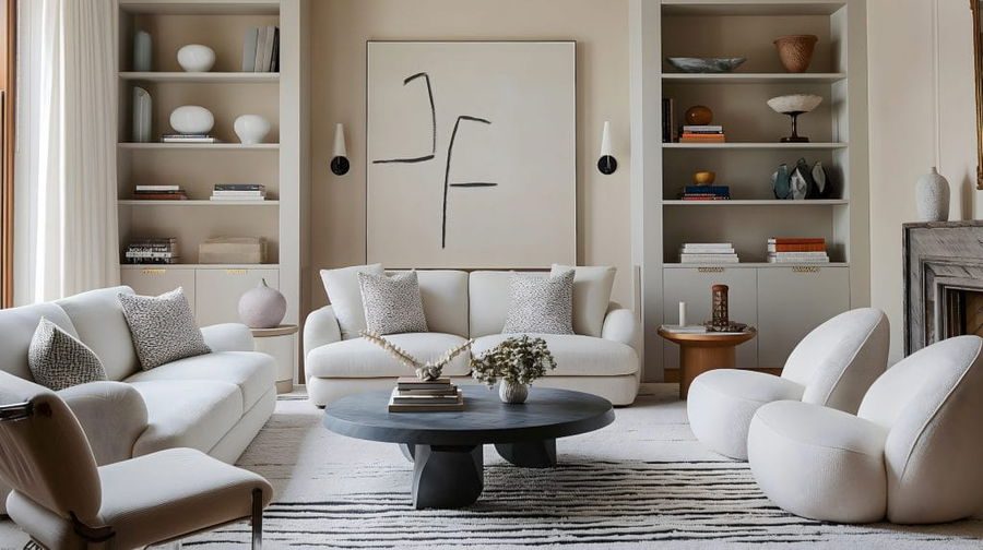 Restored New York apartment living room interior after restoration work